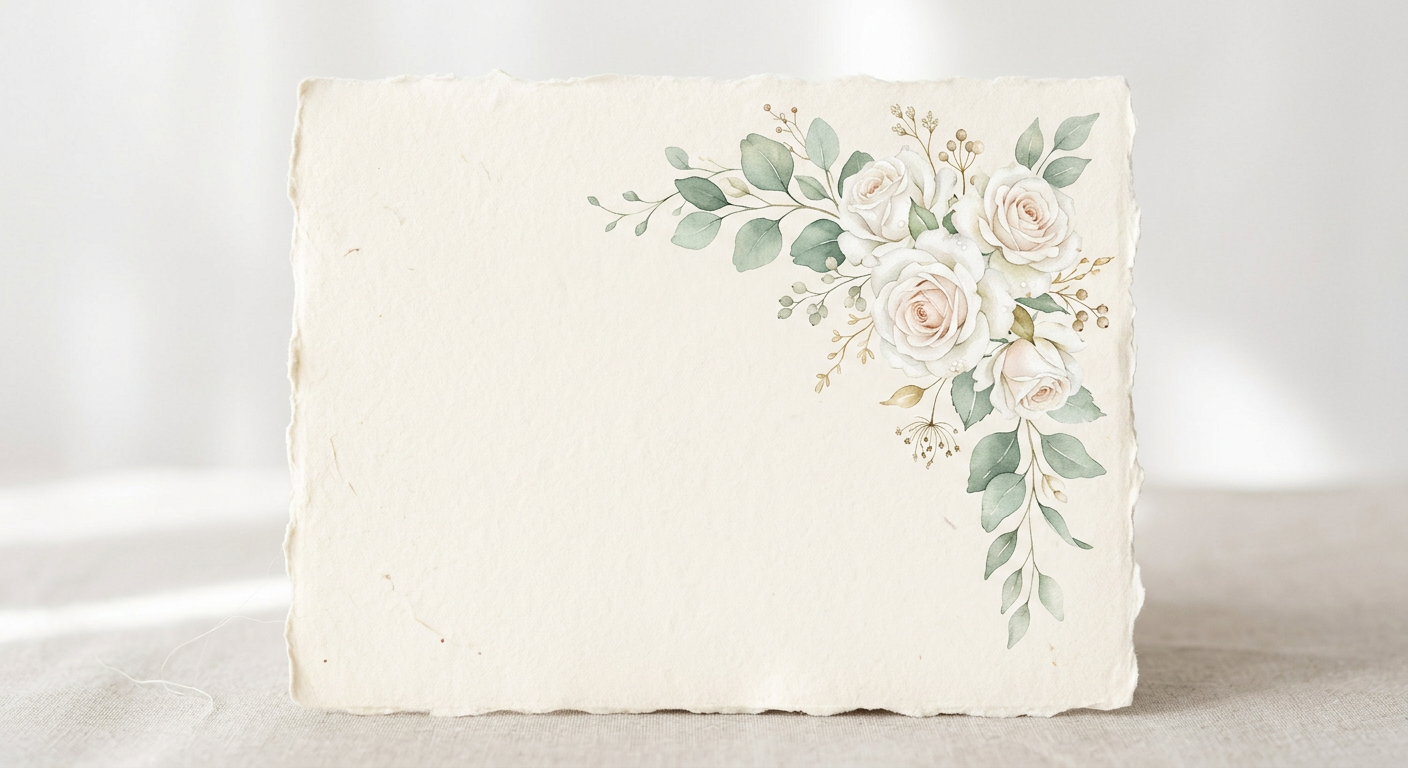 Watercolour white roses and eucalyptus